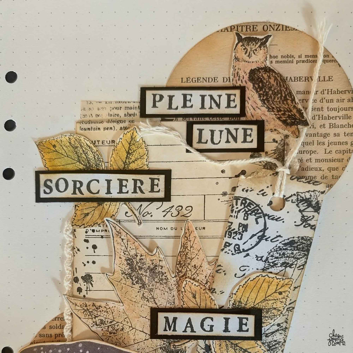 Sorcière, pleine lune et magie - art journal automne