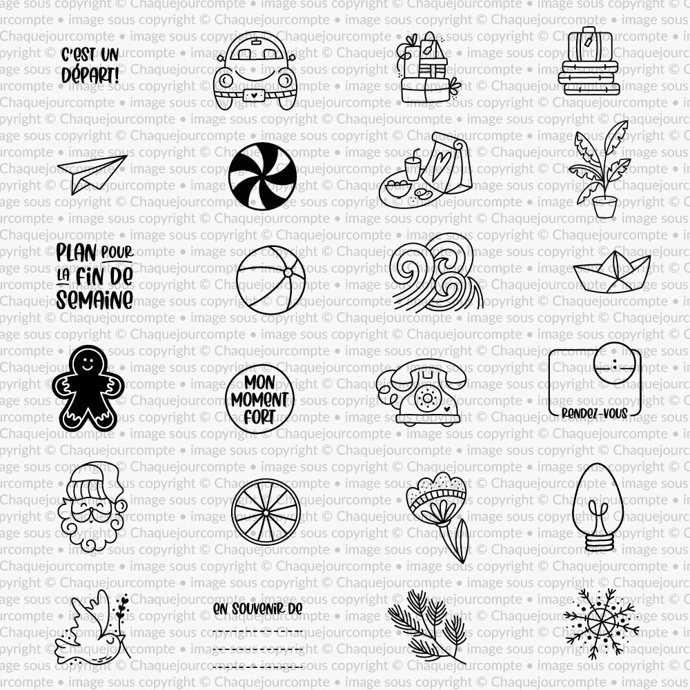 Calendrier de l'avent 2022 (Sans boîte) - 24 étampes à découper