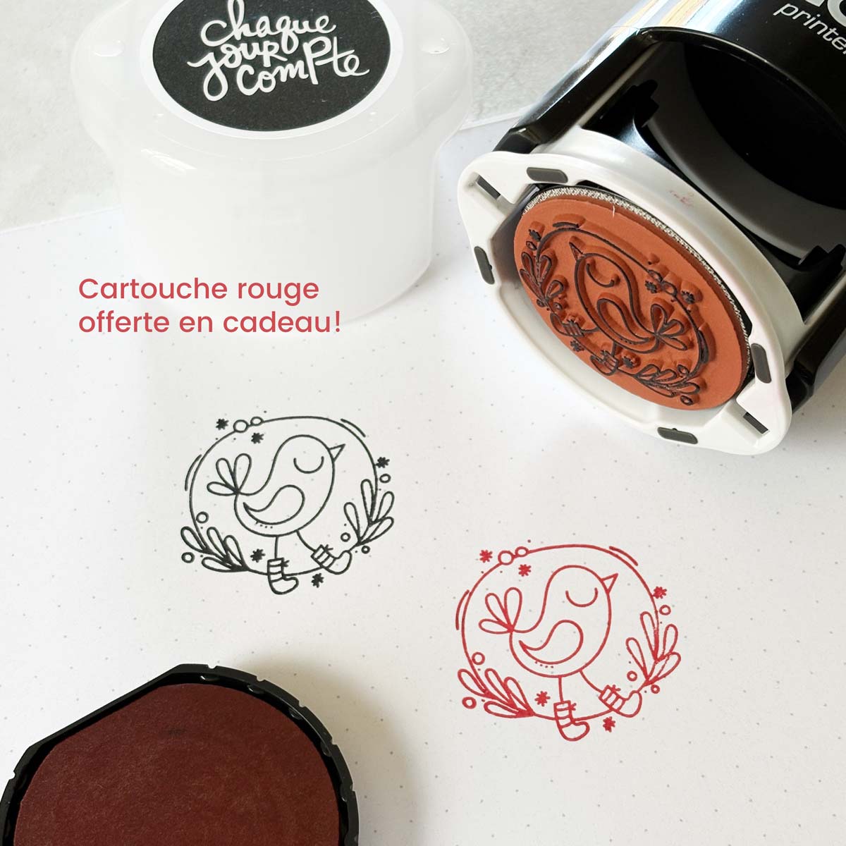 Petit oiseau dans le feuillage - 1 autoencreur, cartouche d'encre ROUGE EN BONUS!