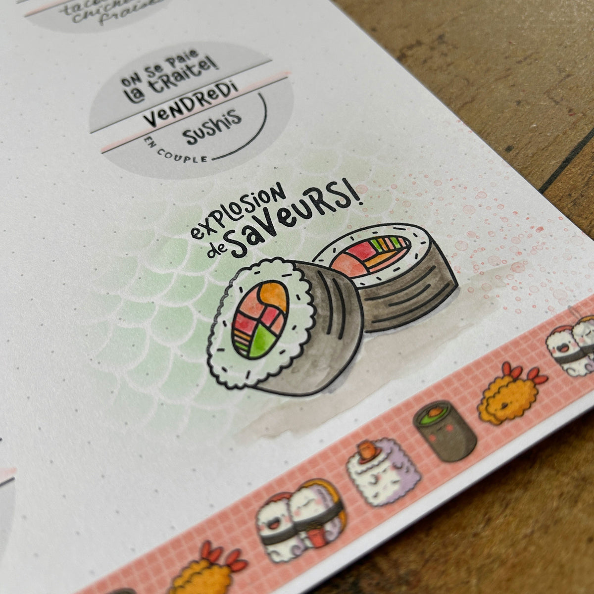 Table festive , Sushis - Ensemble de 6 étampes à découper