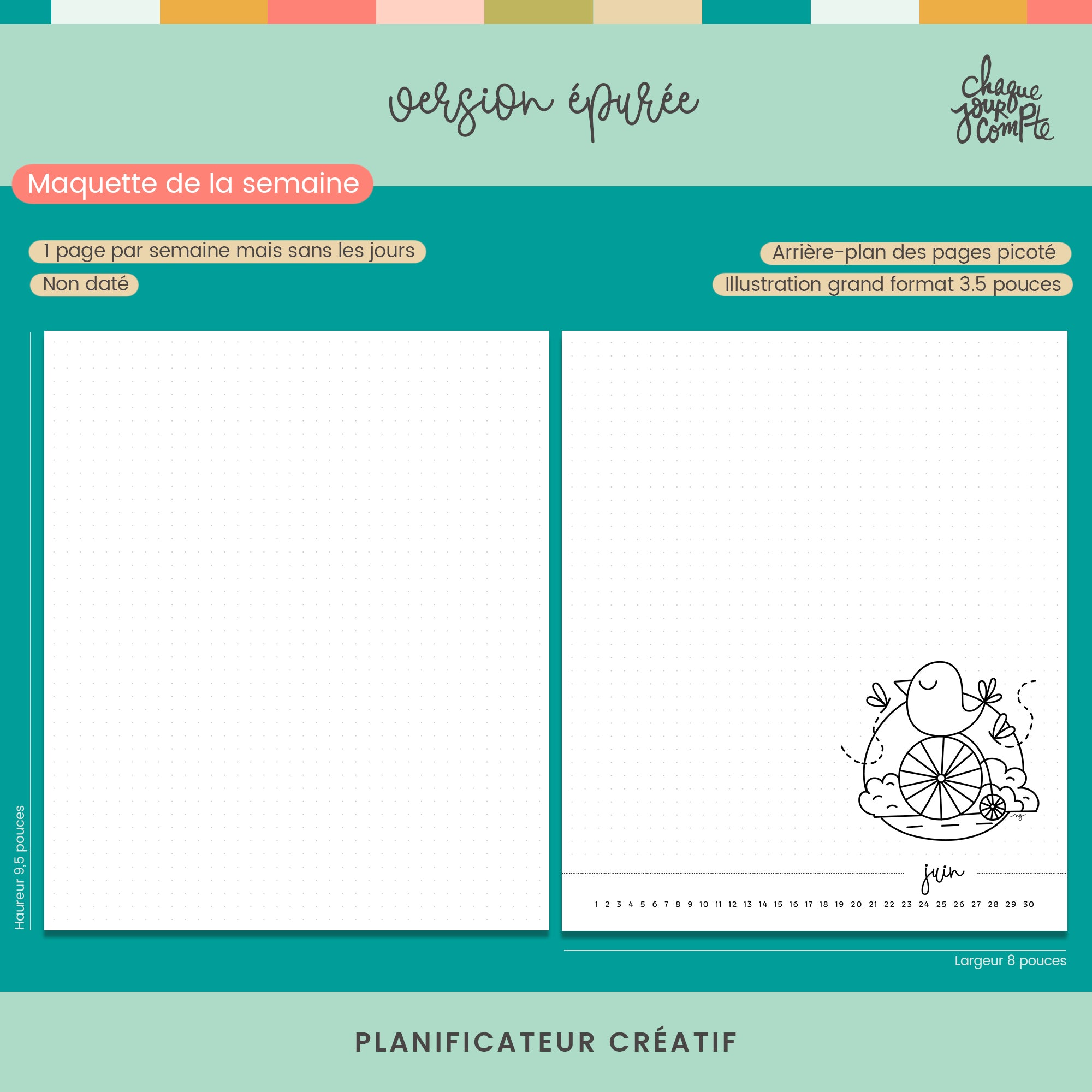 Planificateur créatif épuré, PERPÉTUEL