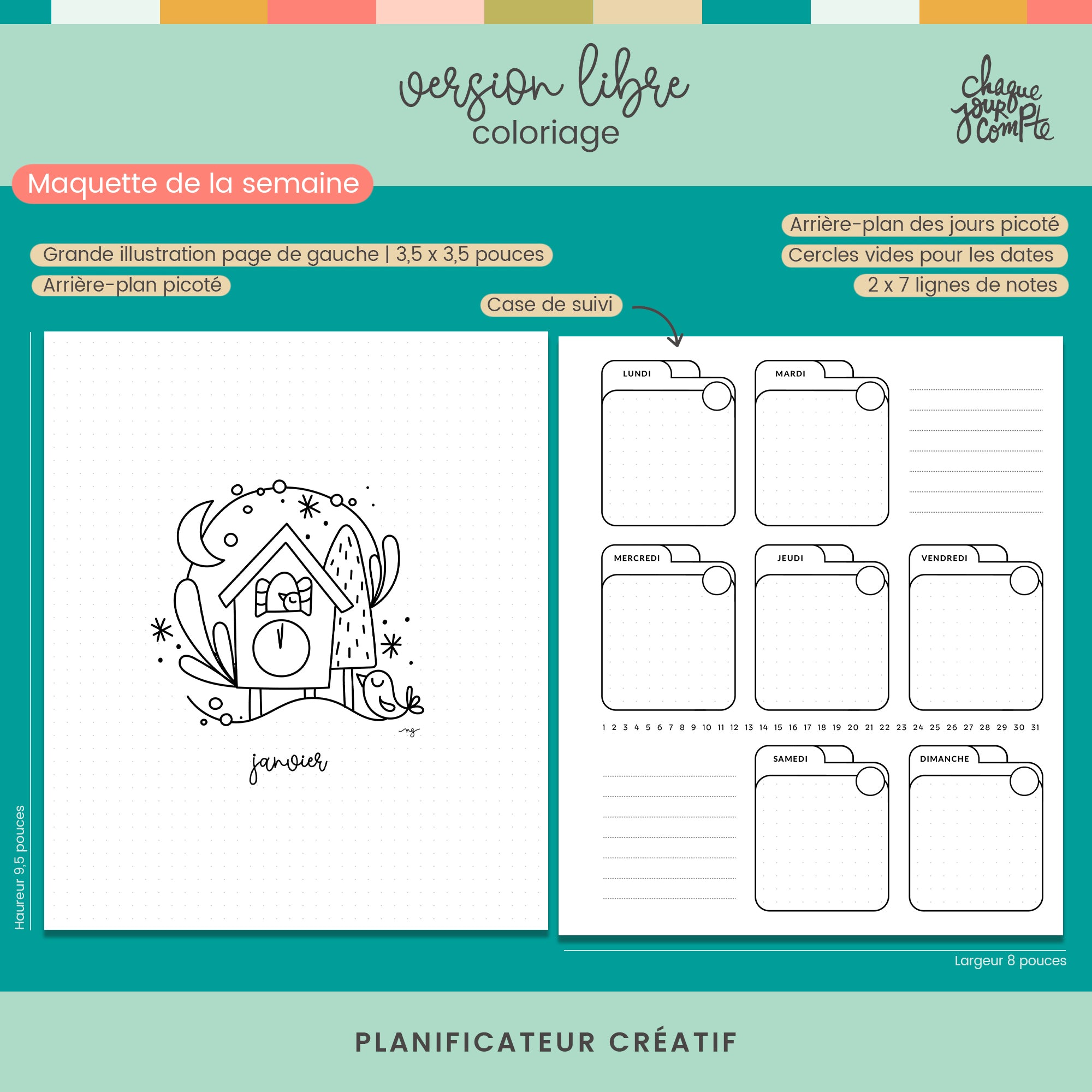 Planificateur créatif Libre | Coloriage, PERPÉTUEL