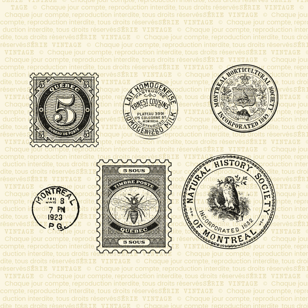 Timbres et sceaux - Ensemble de 6 étampes à découper
