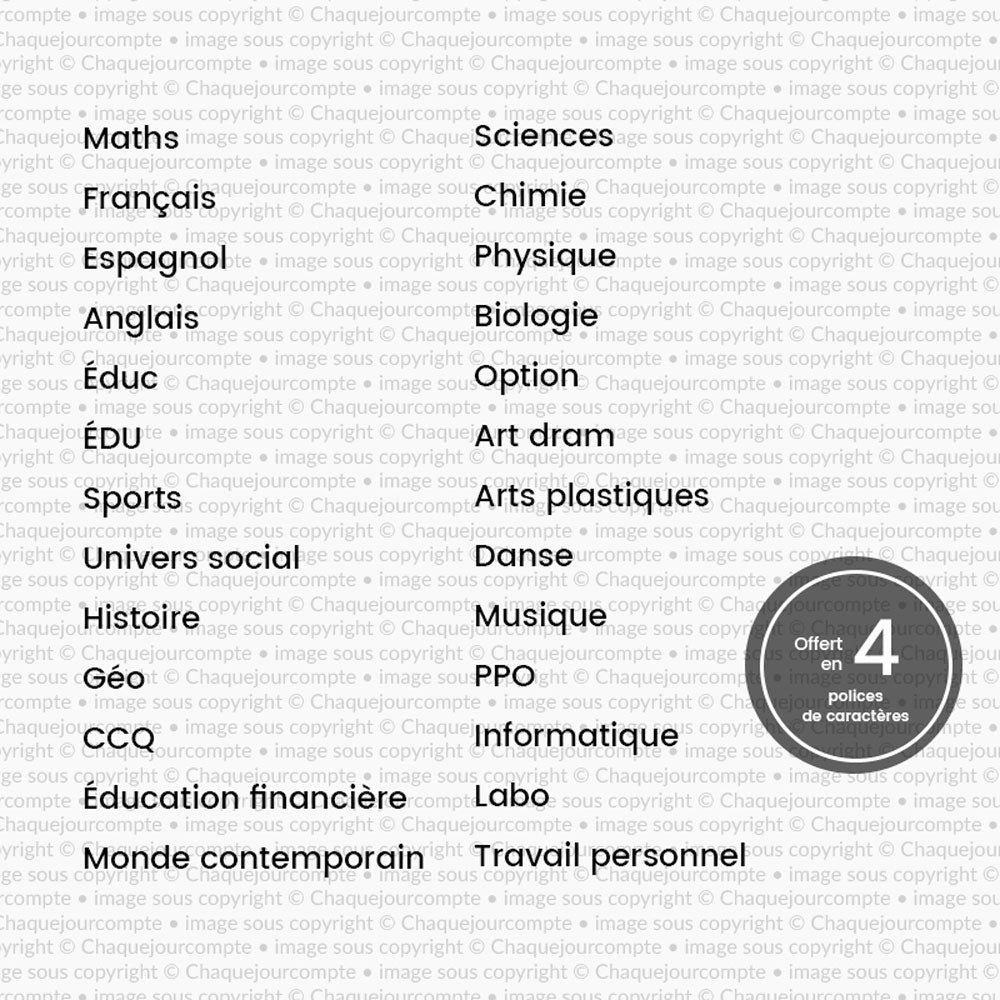 PRÉCOMMANDE - Matières scolaires - Ensemble de 27 étampes à découper