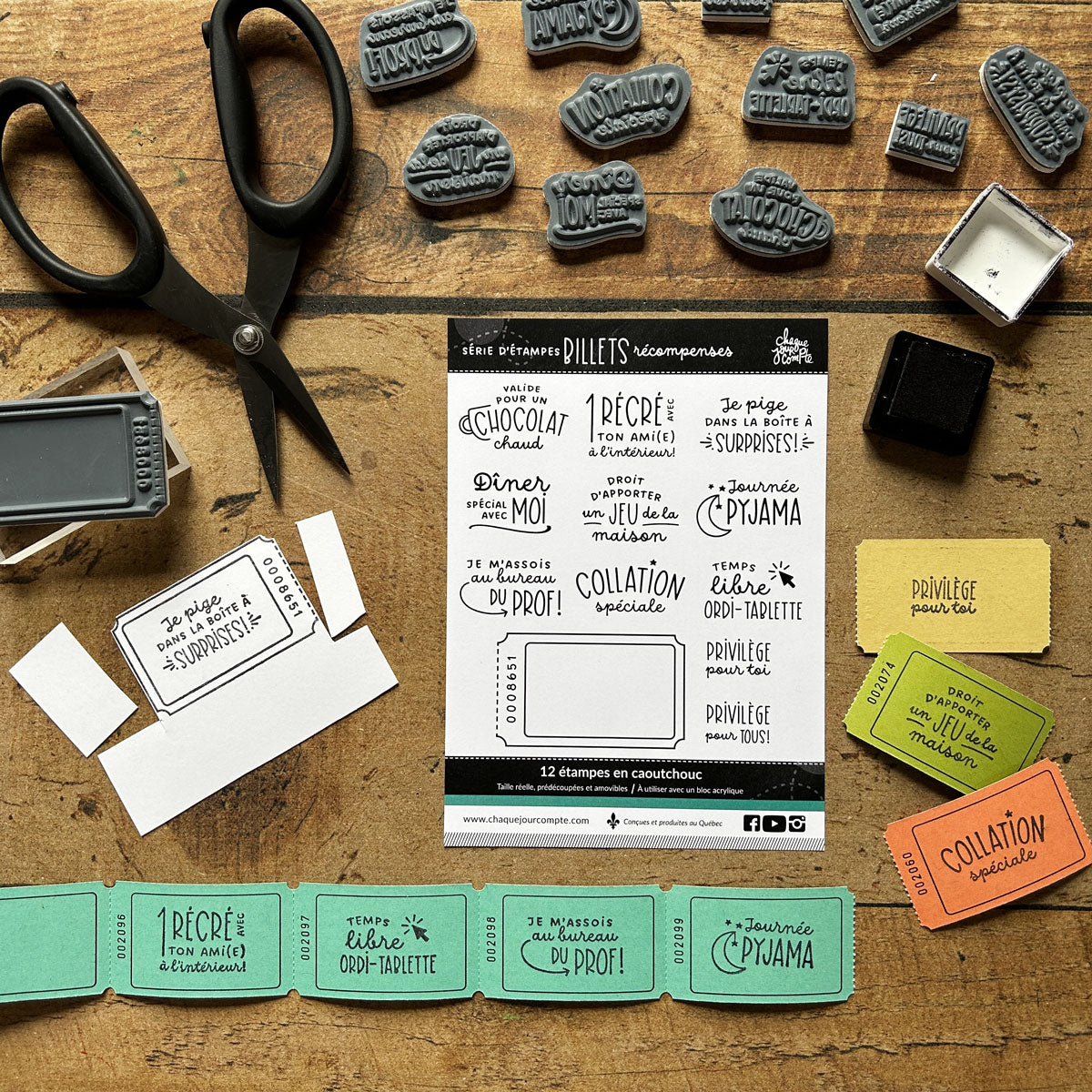 Billets récompenses pour élèves - Ensemble d'étampes