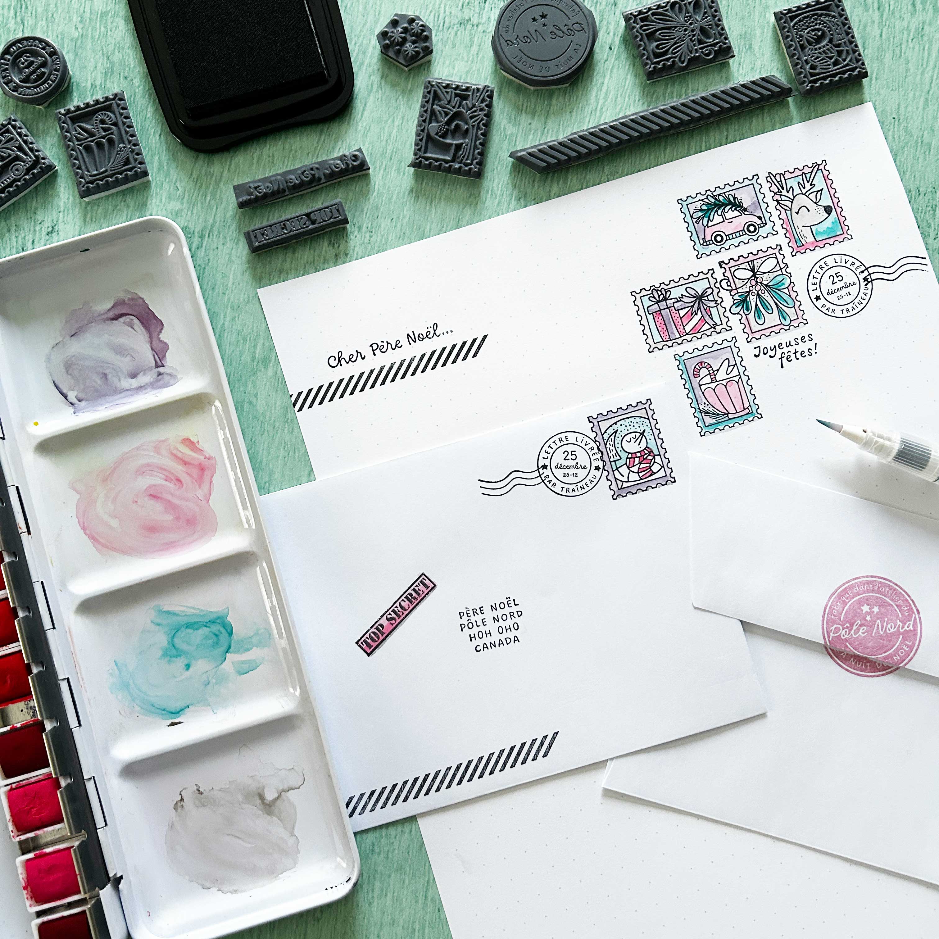 Correspondance du Pôle Nord - Ensemble de 18 étampes à découper