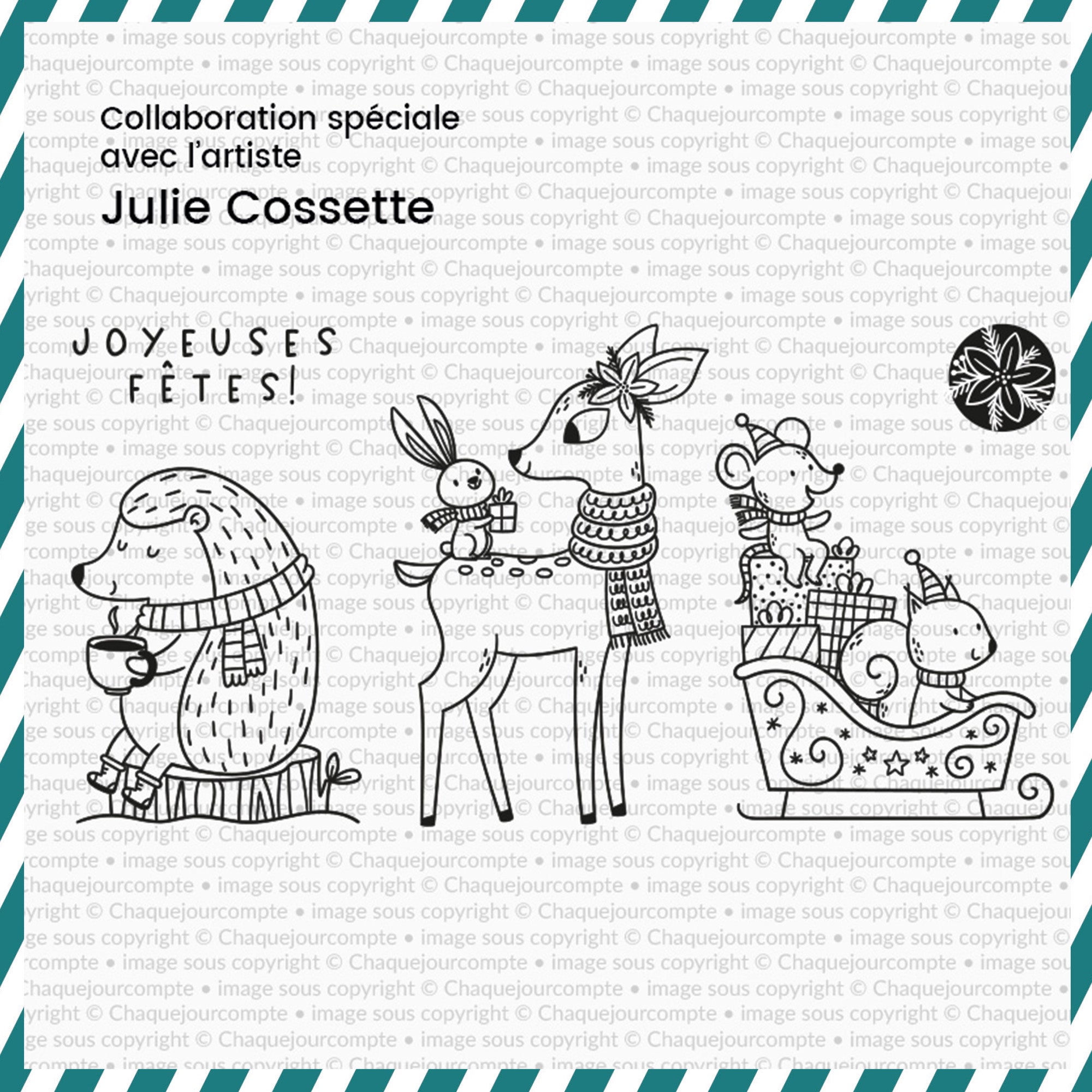 Joyeuses fêtes par Julie Cossette - Ensemble de 5 étampes à découper