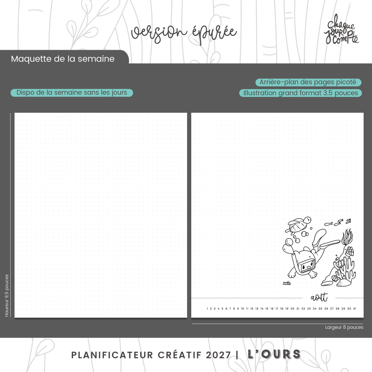 Planificateur créatif Épuré | OURS | Jan-Déc 2027