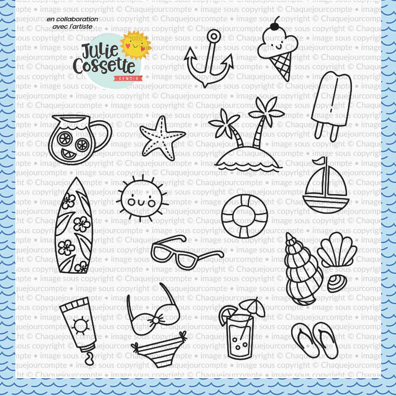 Splish splash par Julie Cossette - Ensemble de 16 étampes à découper