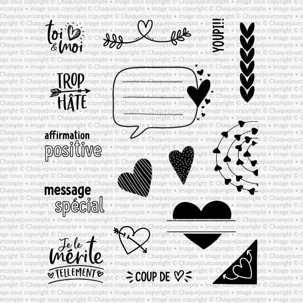 Y a de l'amour dans l'air - Ensemble de 16 étampes à découper