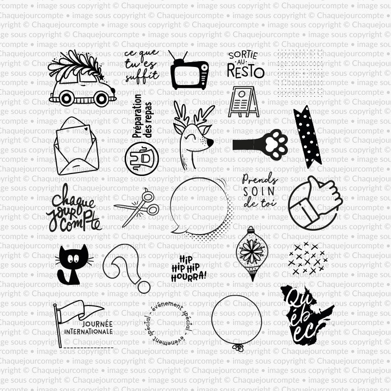 Calendrier de l'avent 2020 (Sans boîte) - Ensemble de 24 étampes à découper