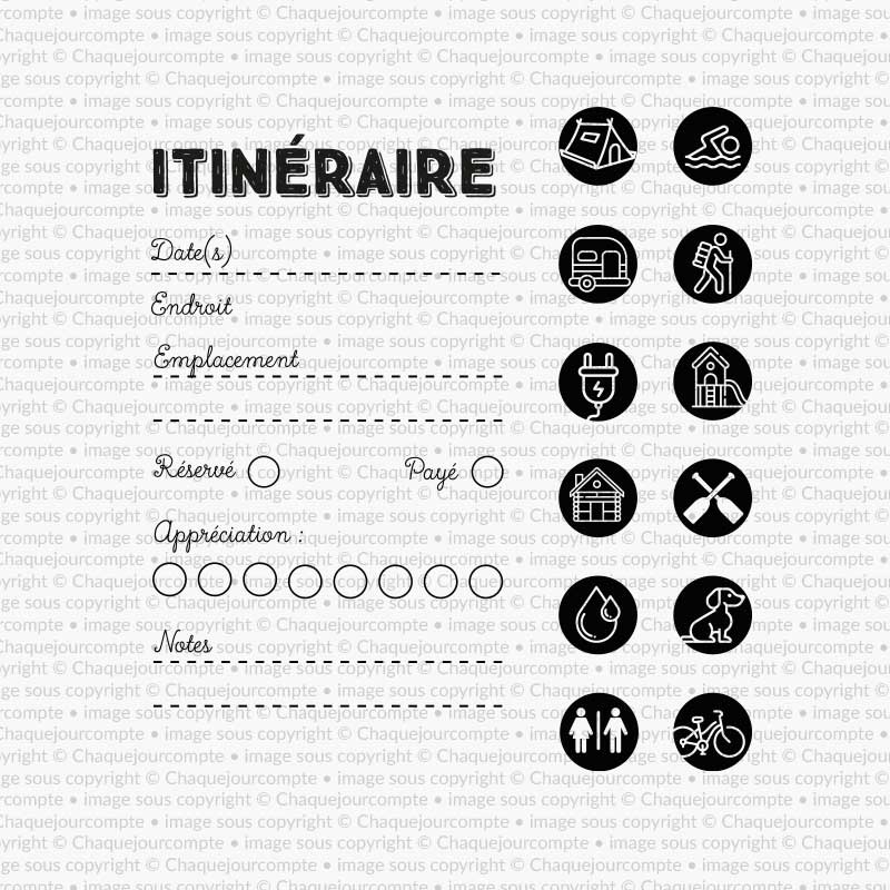 Itinéraire de vacances - Ensemble de 13 étampes à découper
