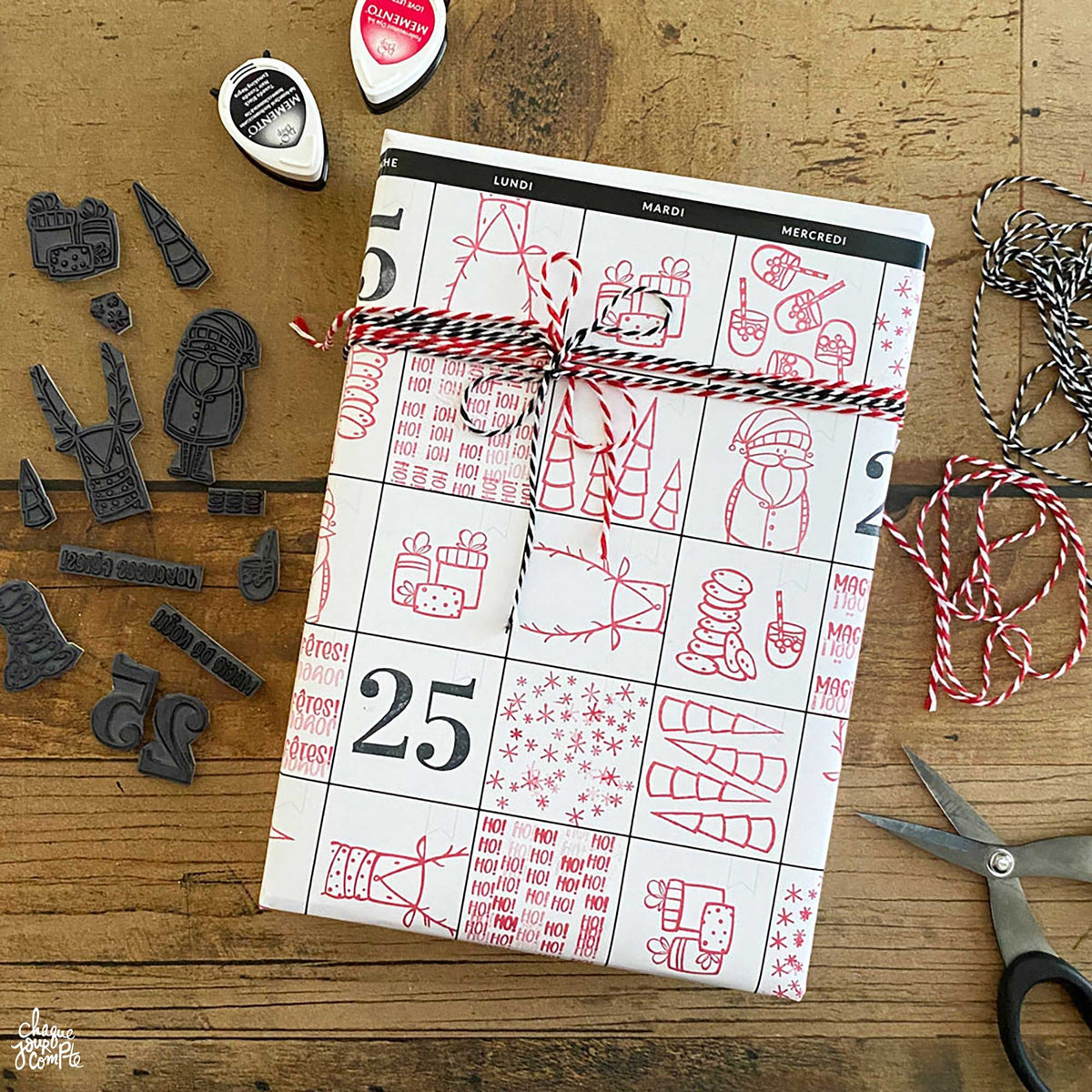 Emballage de Noël style calendrier