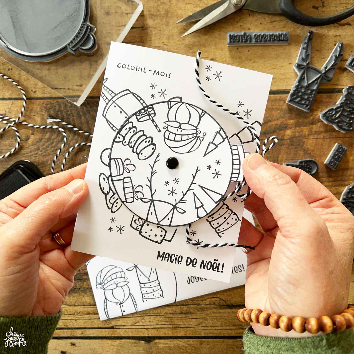 Carte de Noël - Roulette à colorier