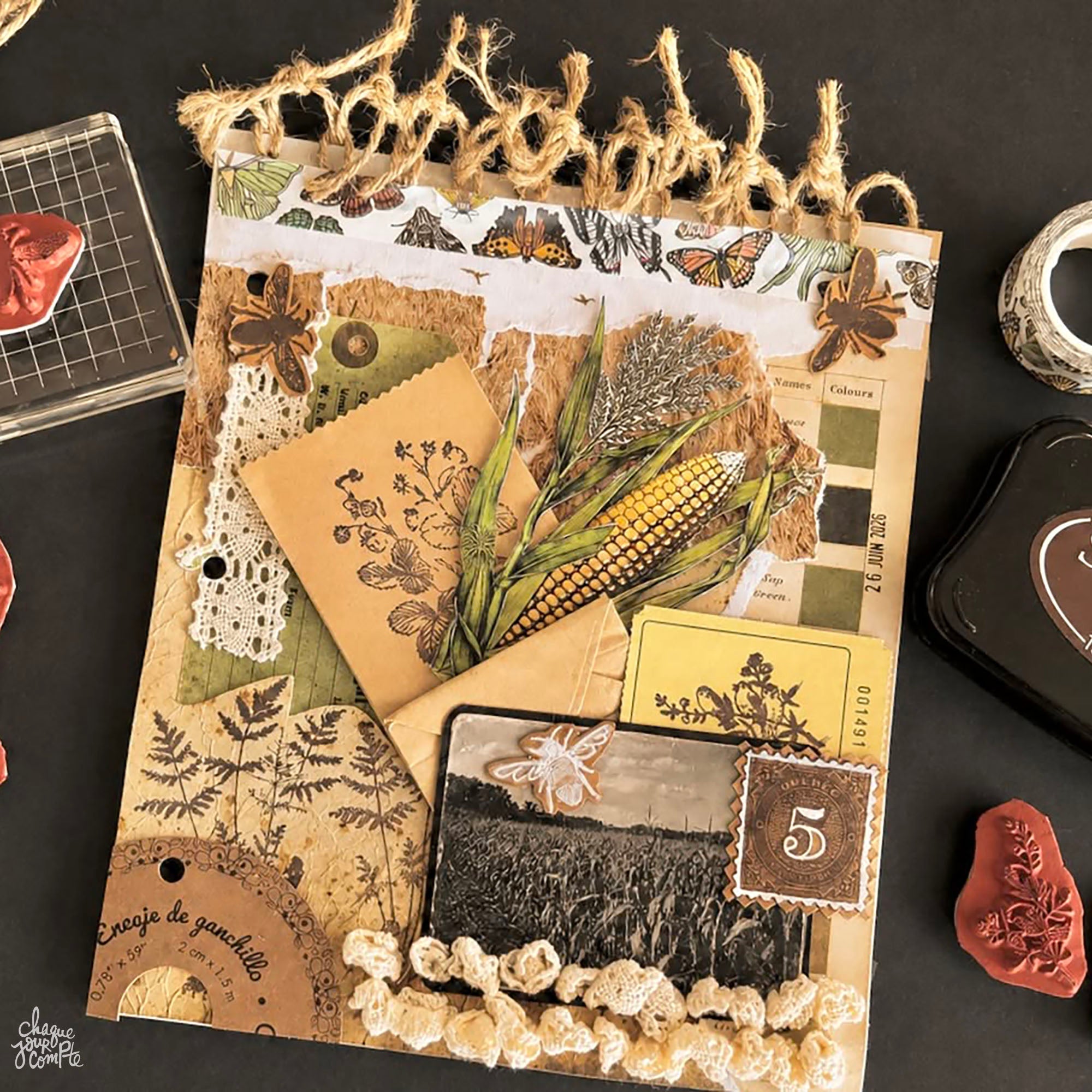 Page d'art journal sous le thème de la récolte