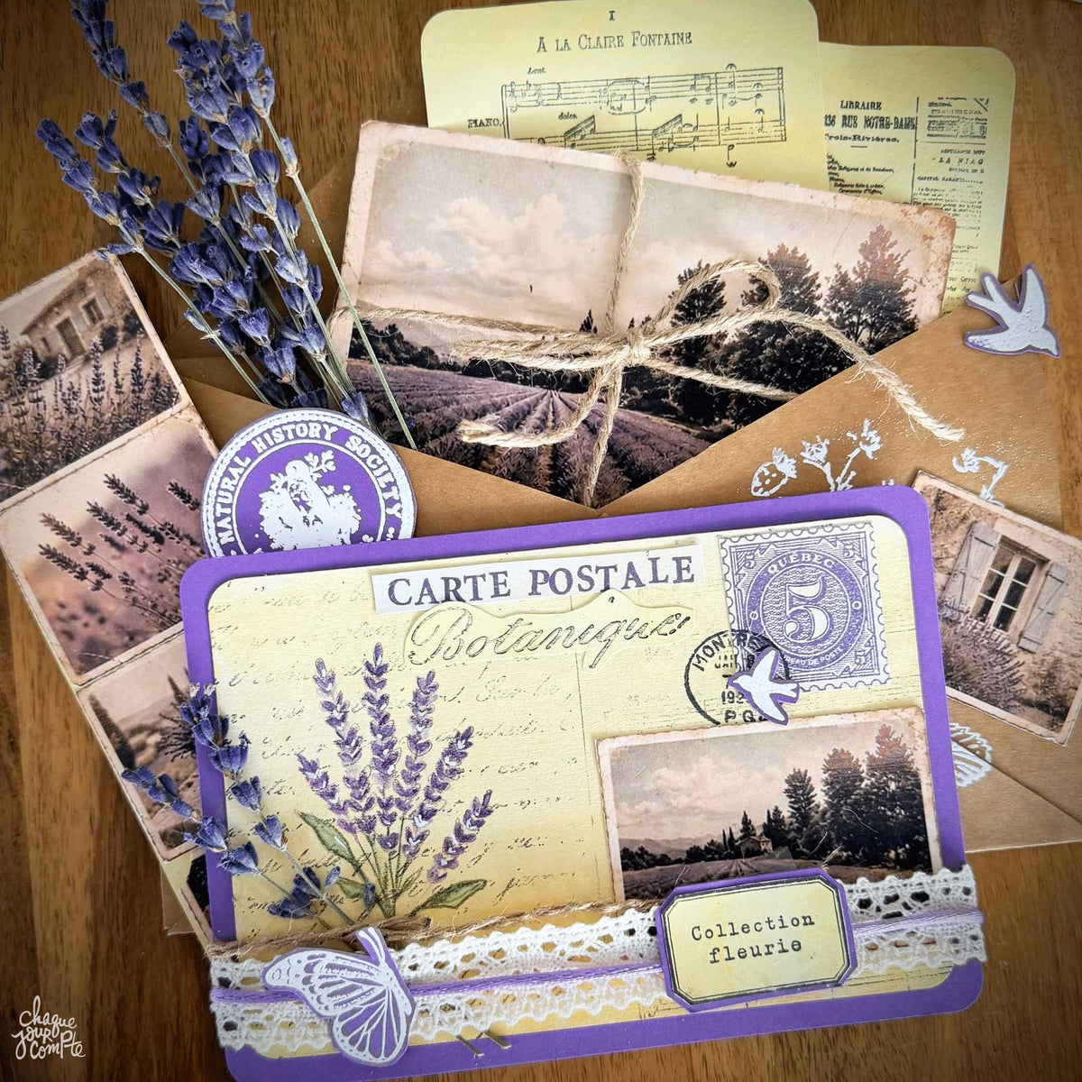 La lavande - Carte postale Art journal