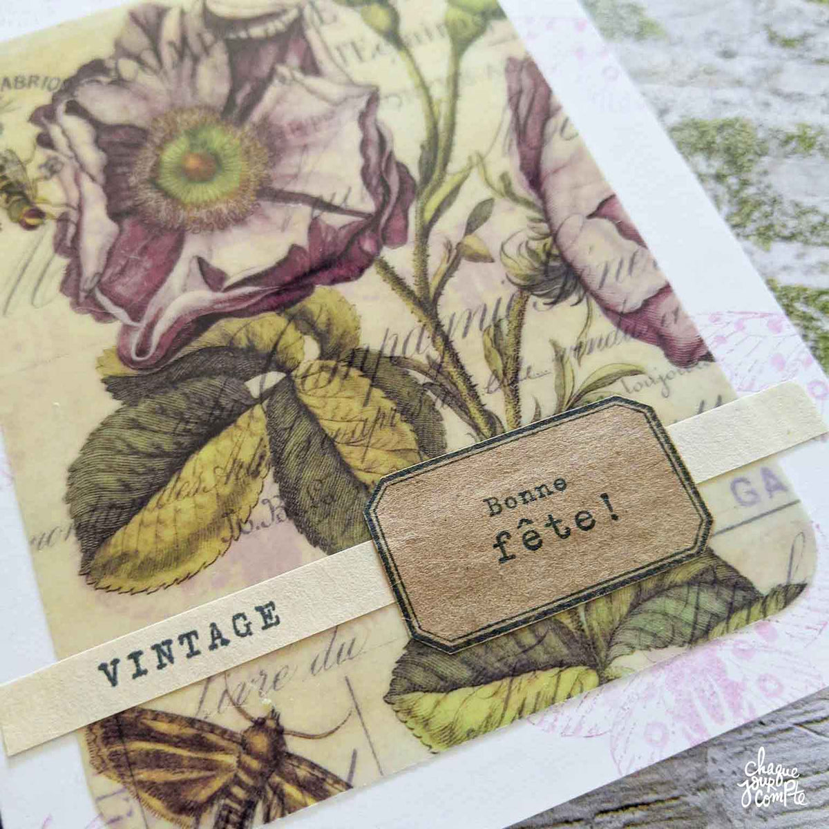 Art journal : une carte d'anniversaire botanique