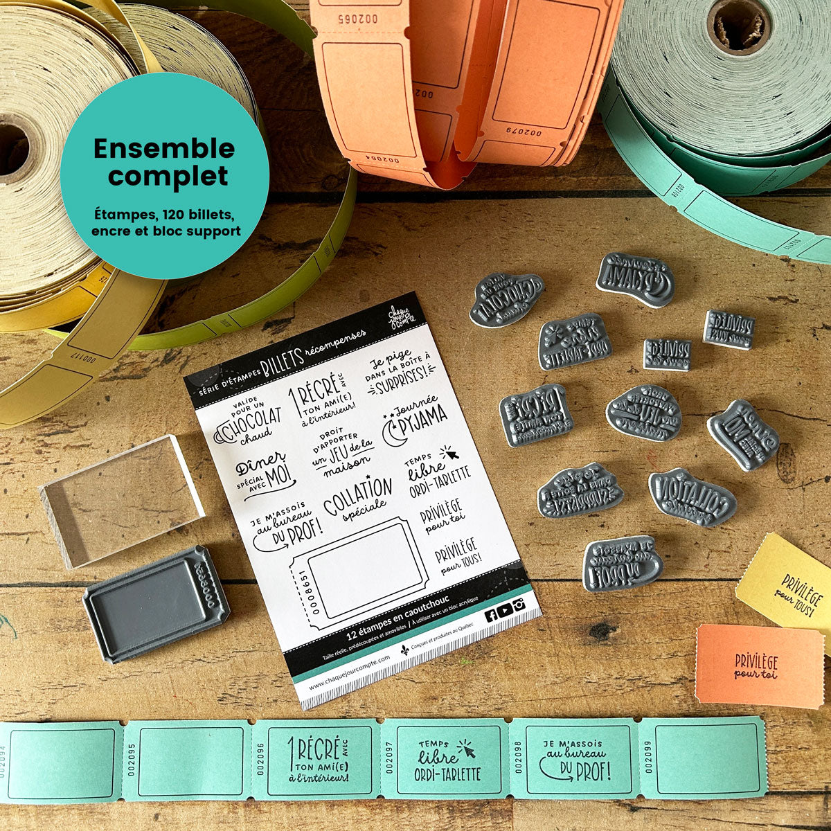 Ensemble complet - Billets récompenses pour les élèves