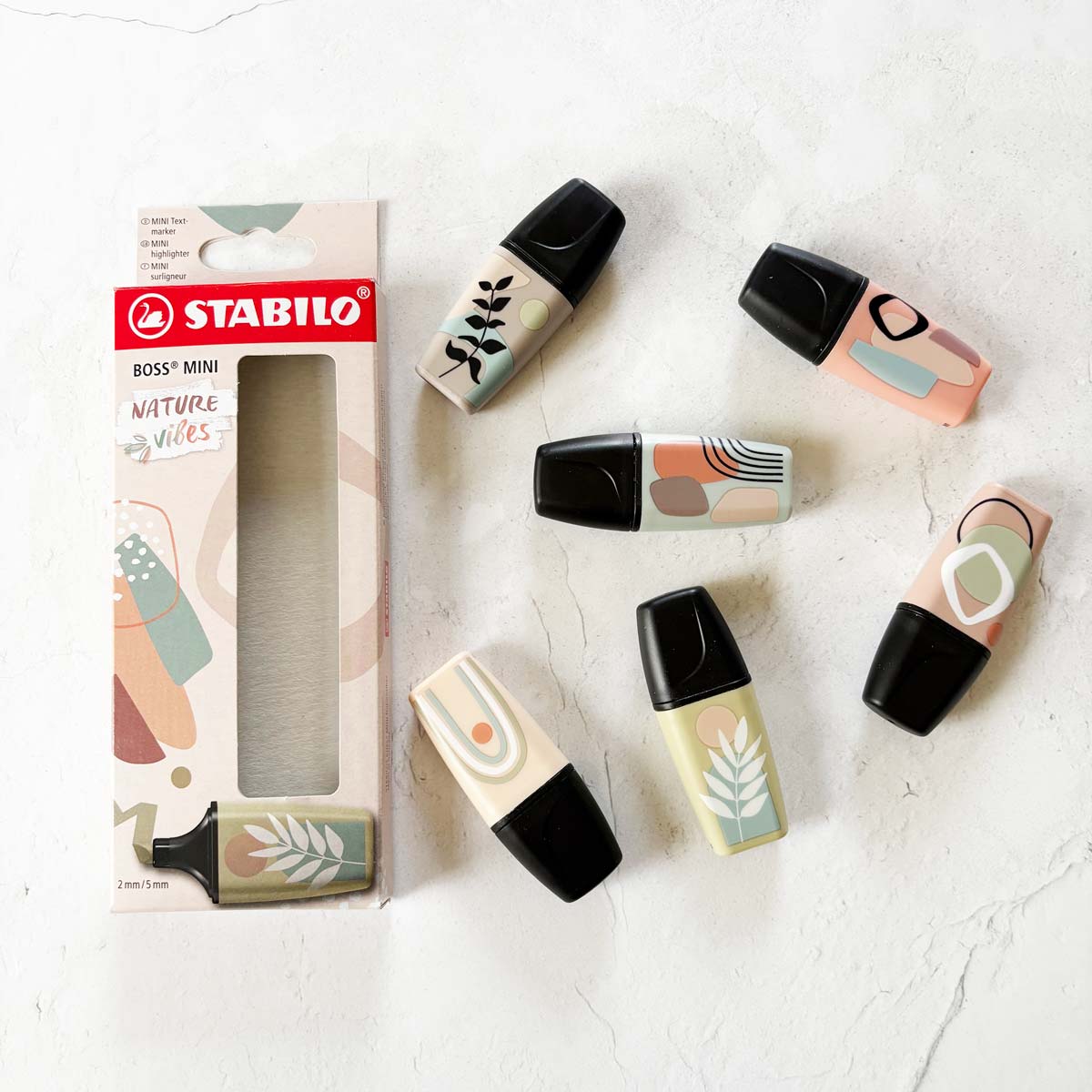 Ensemble de 6 minis surligneurs Nature Stabilo