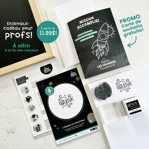 Ensemble-cadeau, étampe pour prof / Fabuleux!