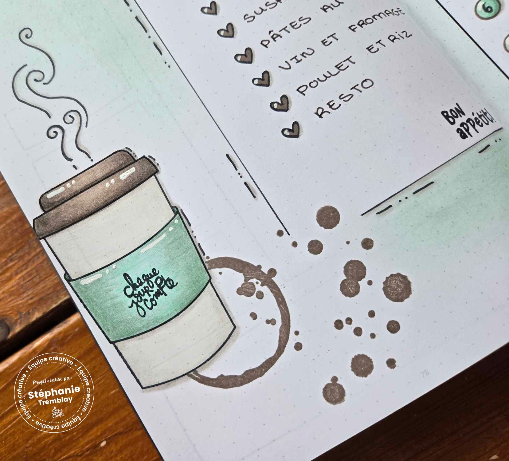 Traces de café - Ensemble de 8 étampes