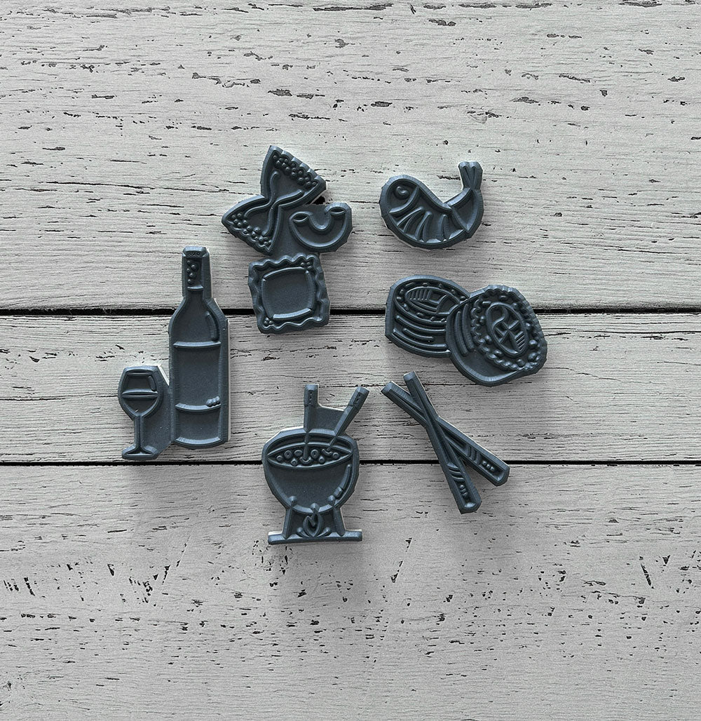 Table festive , Sushis - Ensemble de 6 étampes à découper