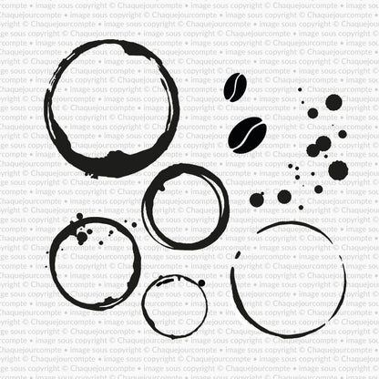 Traces de café - Ensemble de 8 étampes