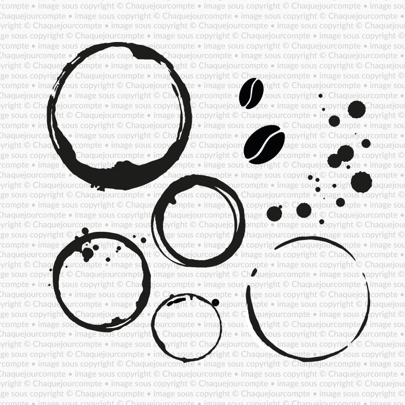 Traces de café - Ensemble de 8 étampes