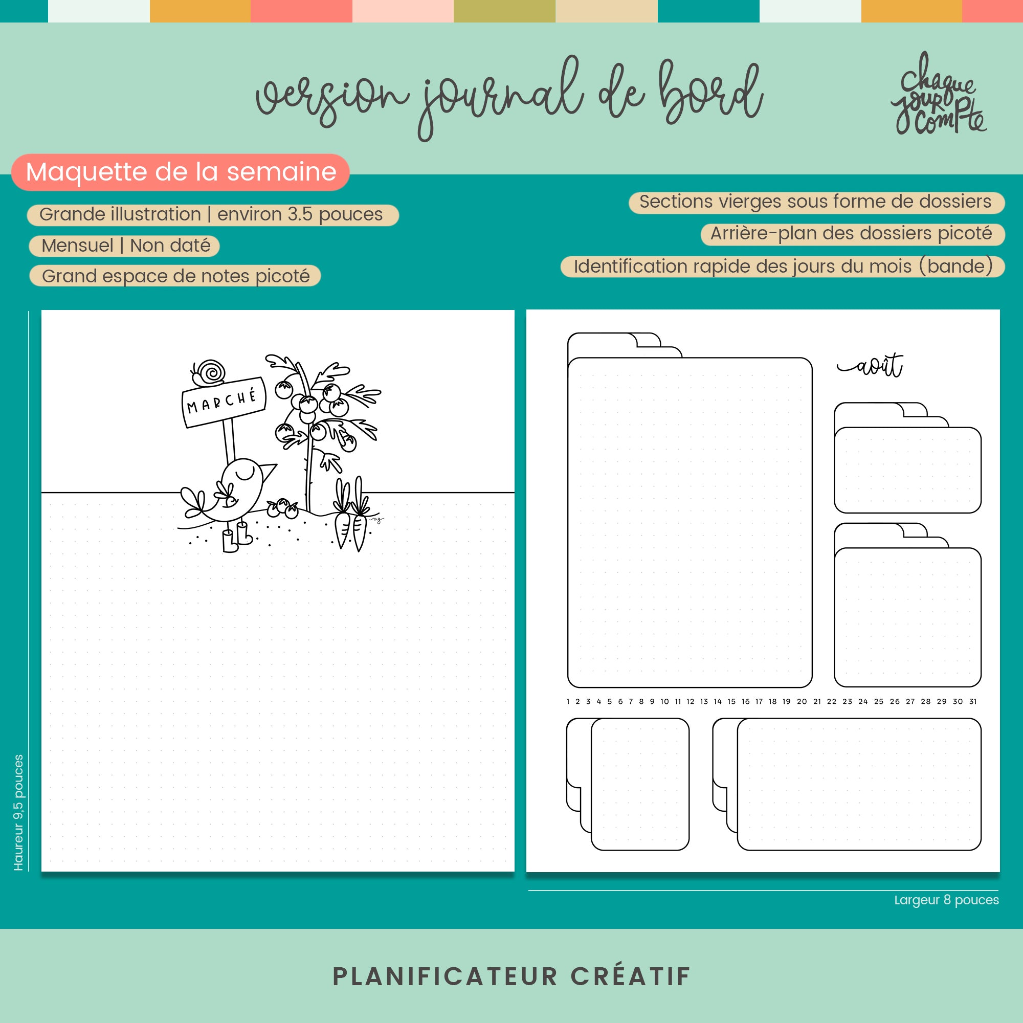Planificateur créatif journal de bord, PERPÉTUEL