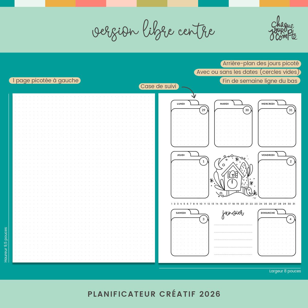 001 - Planificateur créatif Libre | Centre