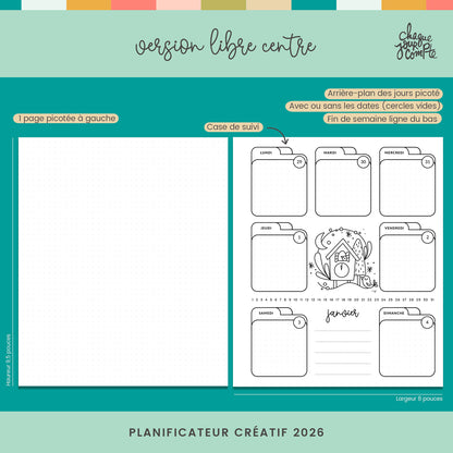 001 - Planificateur créatif Libre | Centre