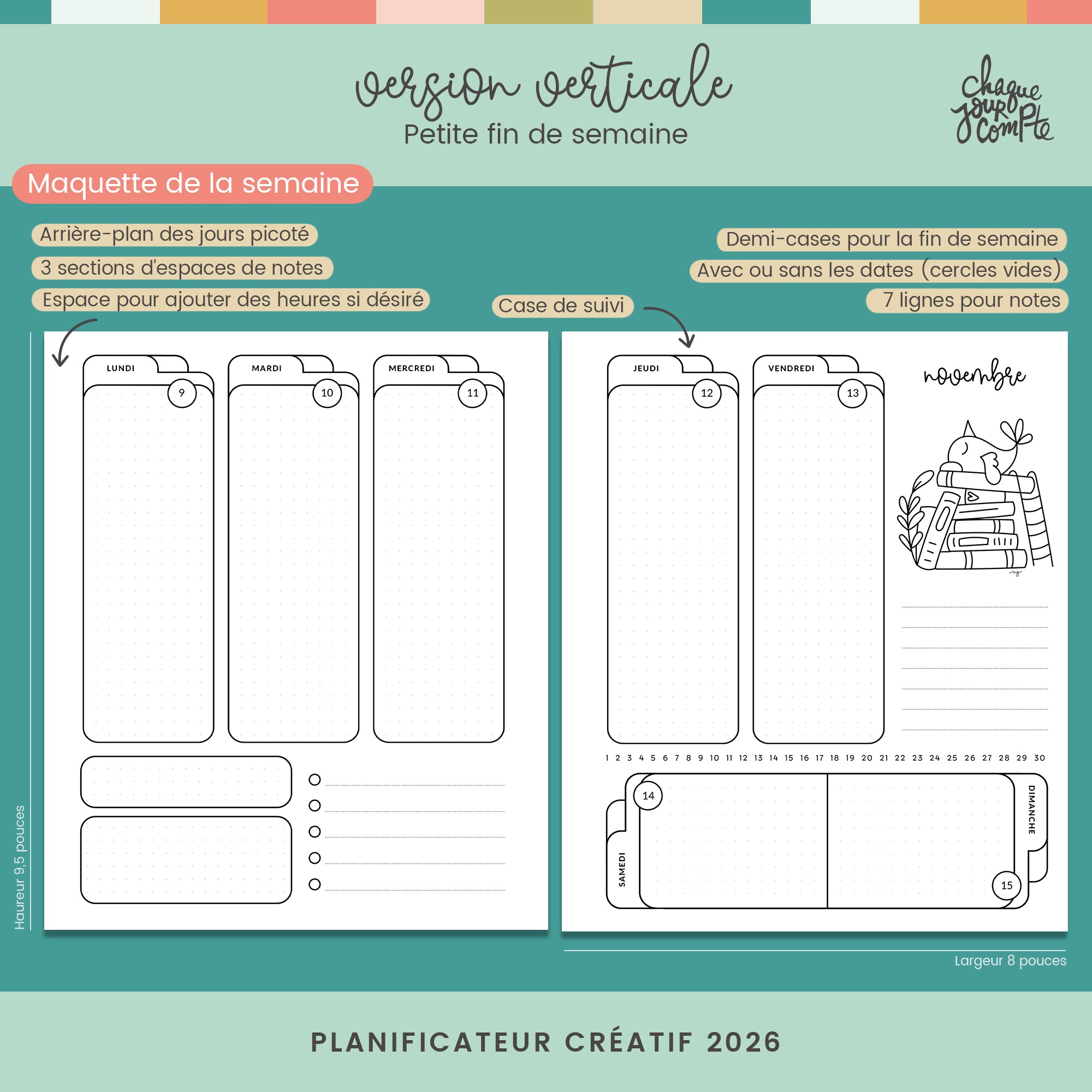 006 - Planificateur créatif vertical - petite fin de semaine