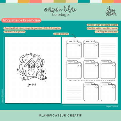 Planificateur créatif Libre | Coloriage, PERPÉTUEL