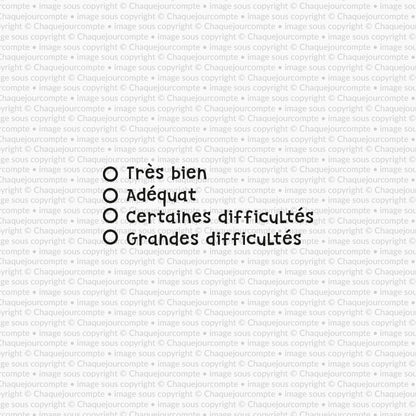 Niveau de réussite- préscolaire- Étampe amovible pour profs
