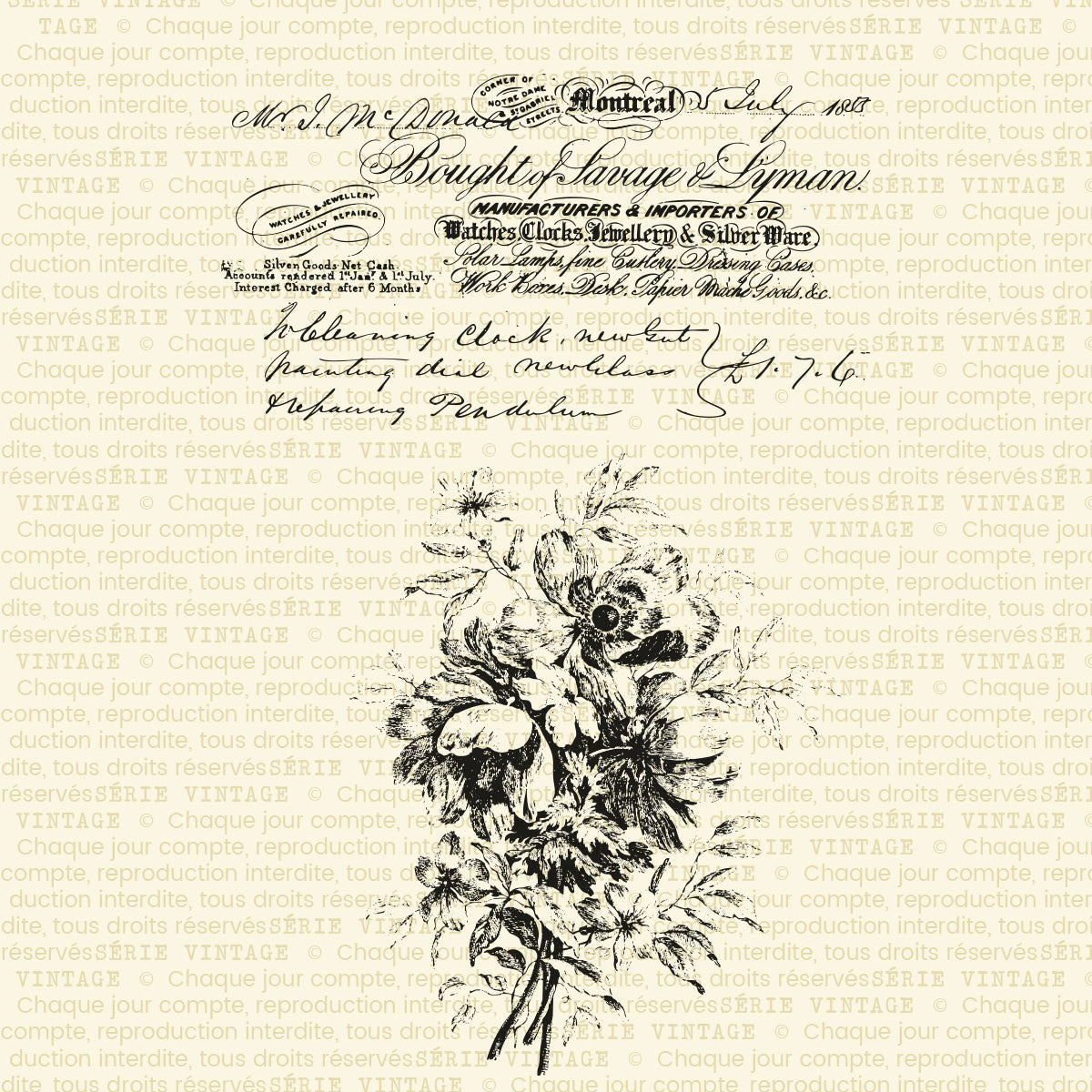 Bouquet & facture vintage - Ensemble de 2 étampes à découper