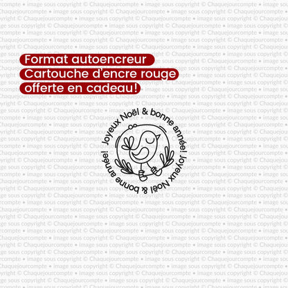 Petit oiseau dans le feuillage AVEC SOUHAITS - 1 autoencreur, cartouche d'encre ROUGE EN BONUS!