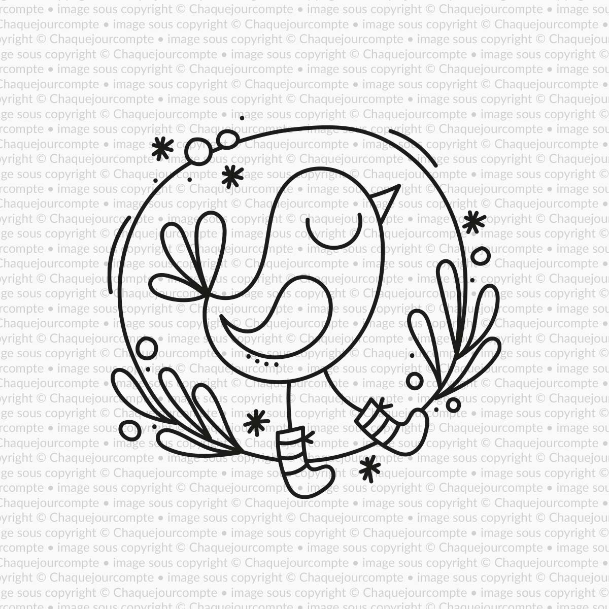 Oiseau dans le feuillage - 1 grande étampe