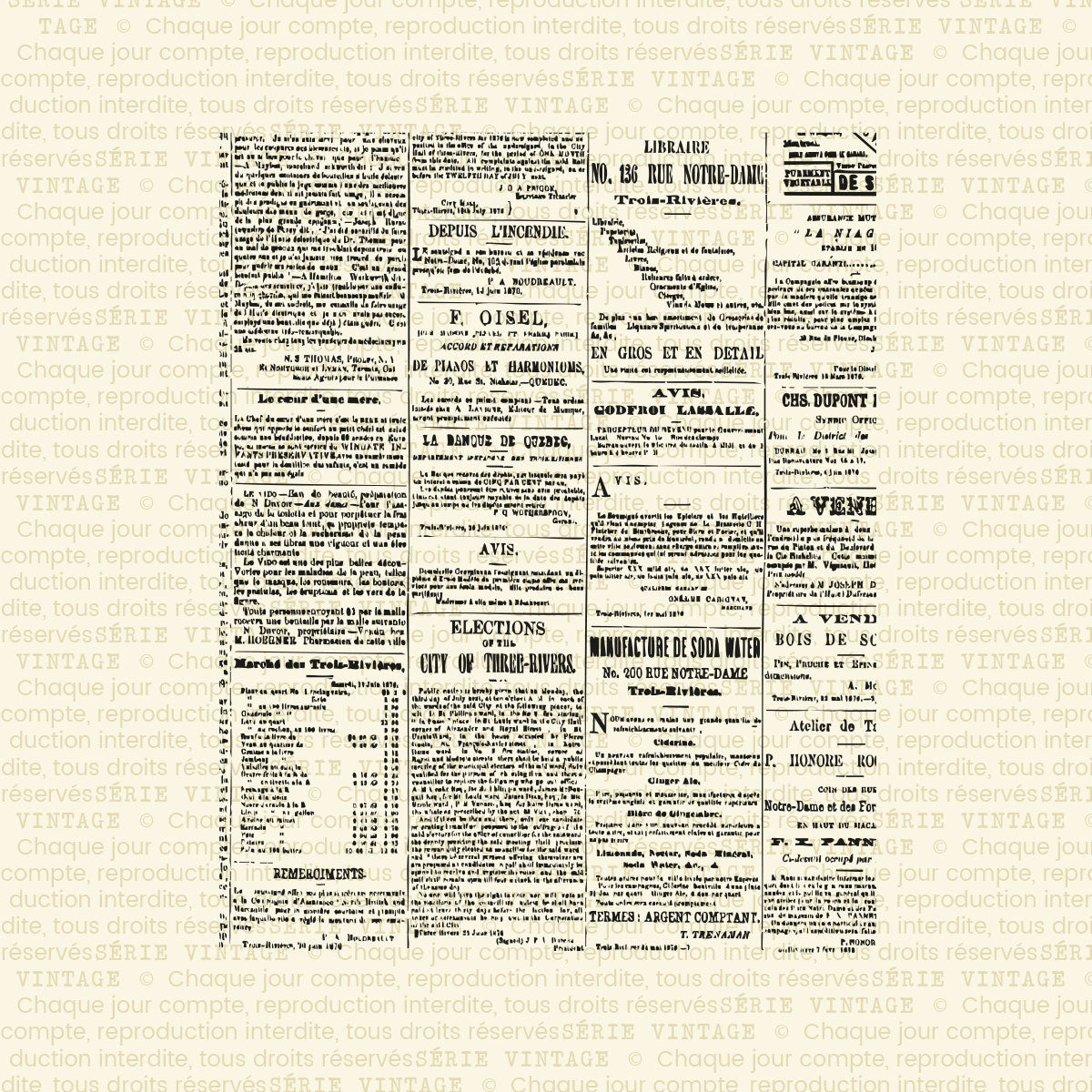 Page de journal imprimé - 1 grande étampe
