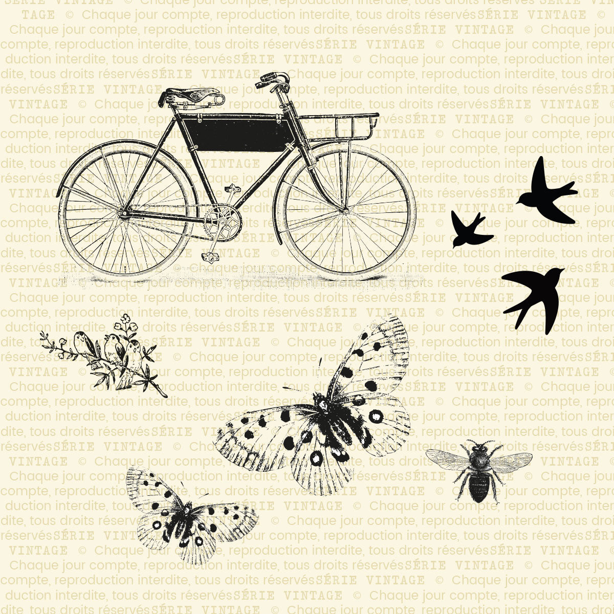 Vélo et papillons - Ensemble de 6 étampes à découper