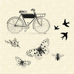 Vélo et papillons - Ensemble de 6 étampes à découper