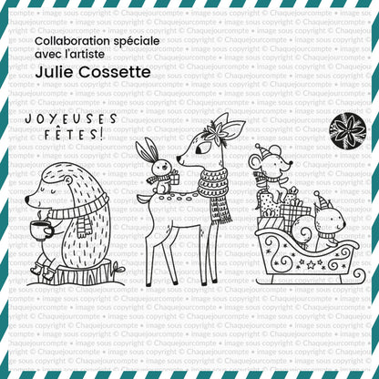 Joyeuses fêtes par Julie Cossette - Ensemble de 5 étampes à découper