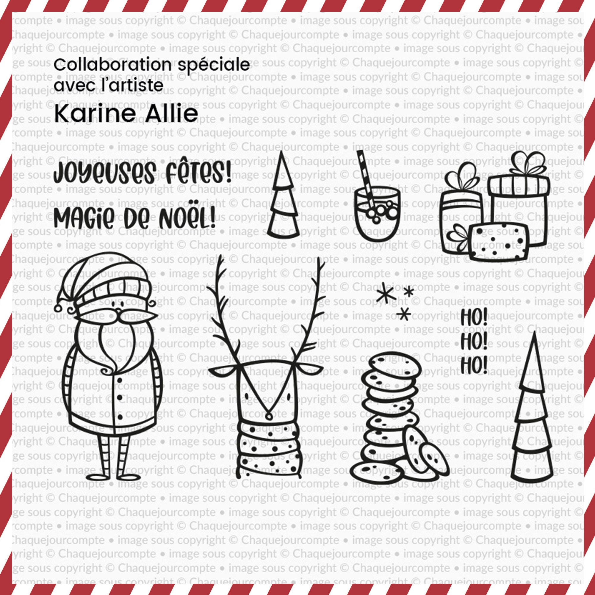 Joyeuses fêtes par Karine Allie - Ensemble de 11 étampes à découper