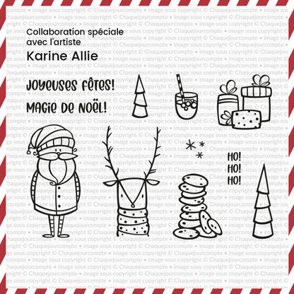 Joyeuses fêtes par Karine Allie - Ensemble de 11 étampes à découper