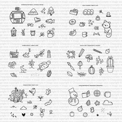 Je veux toutes les étampes - Motifs du planificateur 2027 - Ensemble de 75 étampes à découper