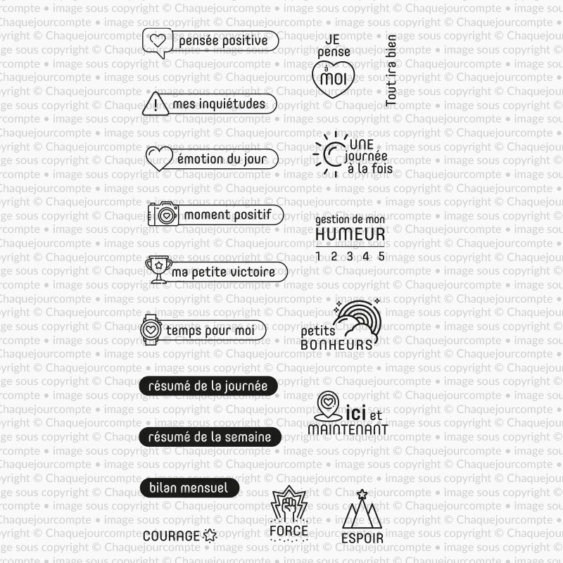 Santé mentale - Ensemble de 18 étampes à découper