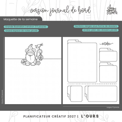 Planificateur créatif Journal de bord | OURS | Jan-Déc 2027