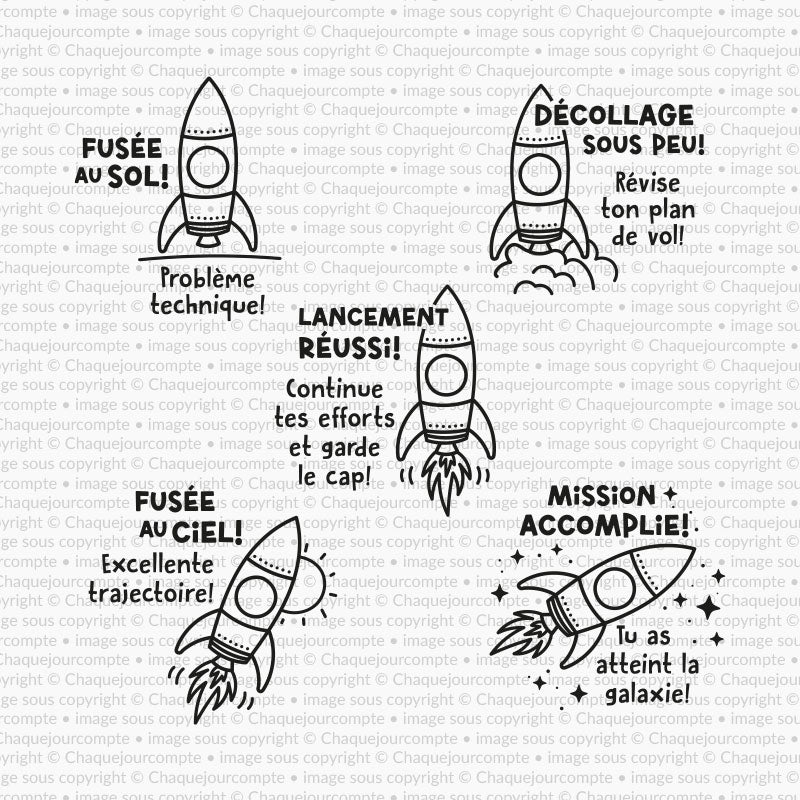 C'est un décollage! Ensemble de 5 étampes amovibles pour profs