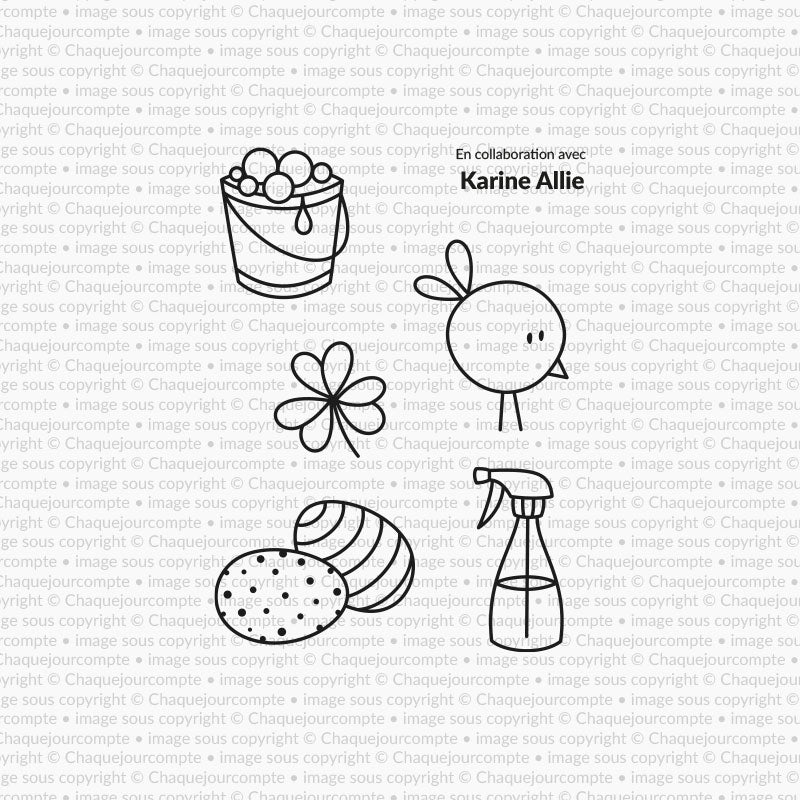 Mars et avril - Mini ensemble de 5 étampes à découper
