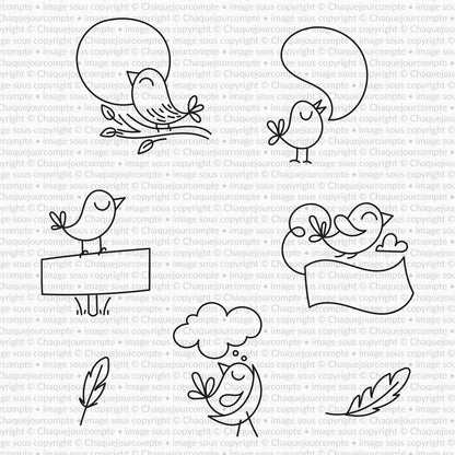 Bulles d'oiseau - Ensemble de 7 étampes à découper