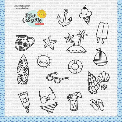 Splish splash par Julie Cossette - Ensemble de 16 étampes à découper